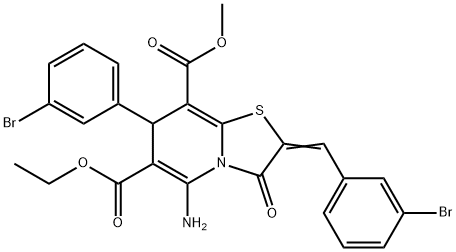 6-ethyl 8-methyl 5-amino-2-(3-bromobenzylidene)-7-(3-bromophenyl)-3-oxo-2,3-dihydro-7H-[1,3]thiazolo[3,2-a]pyridine-6,8-dicarboxylate Structure