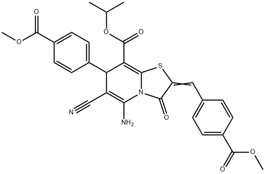 isopropyl 5-amino-6-cyano-2-[4-(methoxycarbonyl)benzylidene]-7-[4-(methoxycarbonyl)phenyl]-3-oxo-2,3-dihydro-7H-[1,3]thiazolo[3,2-a]pyridine-8-carboxylate Structure