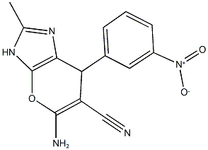 5-amino-7-{3-nitrophenyl}-2-methyl-3,7-dihydropyrano[2,3-d]imidazole-6-carbonitrile Structure