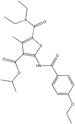 isopropyl 5-[(diethylamino)carbonyl]-2-[(4-ethoxybenzoyl)amino]-4-methyl-3-thiophenecarboxylate Struktur