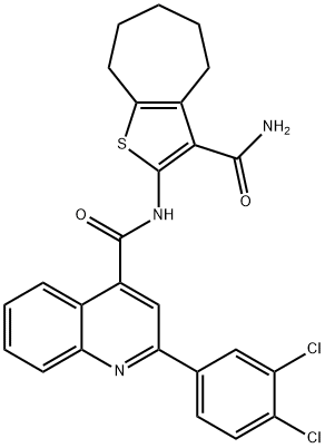 N-[3-(aminocarbonyl)-5,6,7,8-tetrahydro-4H-cyclohepta[b]thien-2-yl]-2-(3,4-dichlorophenyl)-4-quinolinecarboxamide Structure