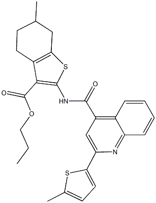 propyl 6-methyl-2-({[2-(5-methyl-2-thienyl)-4-quinolinyl]carbonyl}amino)-4,5,6,7-tetrahydro-1-benzothiophene-3-carboxylate|