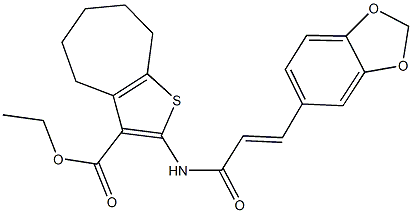 ethyl 2-{[3-(1,3-benzodioxol-5-yl)acryloyl]amino}-5,6,7,8-tetrahydro-4H-cyclohepta[b]thiophene-3-carboxylate,353475-17-9,结构式