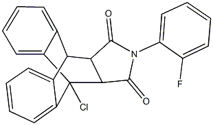 1-chloro-17-(2-fluorophenyl)-17-azapentacyclo[6.6.5.0~2,7~.0~9,14~.0~15,19~]nonadeca-2,4,6,9,11,13-hexaene-16,18-dione Struktur