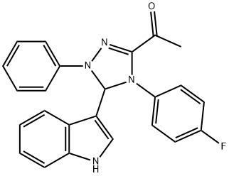 1-[4-(4-fluorophenyl)-5-(1H-indol-3-yl)-1-phenyl-4,5-dihydro-1H-1,2,4-triazol-3-yl]ethanone|