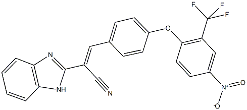 2-(1H-benzimidazol-2-yl)-3-{4-[4-nitro-2-(trifluoromethyl)phenoxy]phenyl}acrylonitrile Structure
