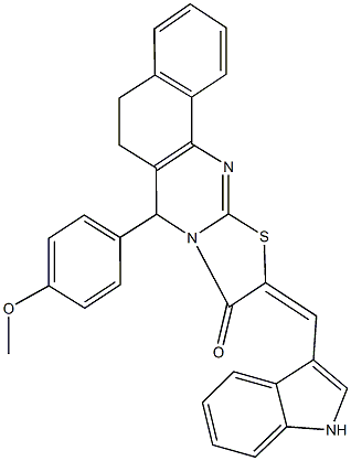 353502-23-5 10-(1H-indol-3-ylmethylene)-7-(4-methoxyphenyl)-5,7-dihydro-6H-benzo[h][1,3]thiazolo[2,3-b]quinazolin-9(10H)-one