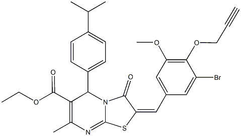 353509-76-9 ethyl 2-[3-bromo-5-methoxy-4-(2-propynyloxy)benzylidene]-5-(4-isopropylphenyl)-7-methyl-3-oxo-2,3-dihydro-5H-[1,3]thiazolo[3,2-a]pyrimidine-6-carboxylate