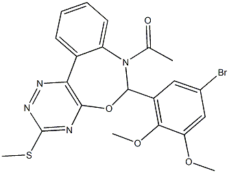 353518-11-3 7-acetyl-6-(5-bromo-2,3-dimethoxyphenyl)-3-(methylsulfanyl)-6,7-dihydro[1,2,4]triazino[5,6-d][3,1]benzoxazepine