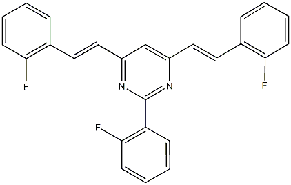 2-(2-fluorophenyl)-4,6-bis[2-(2-fluorophenyl)vinyl]pyrimidine Structure