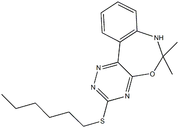 3-(hexylsulfanyl)-6,6-dimethyl-6,7-dihydro[1,2,4]triazino[5,6-d][3,1]benzoxazepine Structure