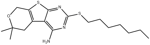 353763-01-6 2-(heptylsulfanyl)-6,6-dimethyl-5,8-dihydro-6H-pyrano[4',3':4,5]thieno[2,3-d]pyrimidin-4-amine