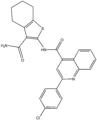 N-[3-(aminocarbonyl)-4,5,6,7-tetrahydro-1-benzothien-2-yl]-2-(4-chlorophenyl)-4-quinolinecarboxamide Struktur