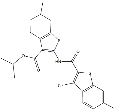 isopropyl 2-{[(3-chloro-6-methyl-1-benzothien-2-yl)carbonyl]amino}-6-methyl-4,5,6,7-tetrahydro-1-benzothiophene-3-carboxylate Structure