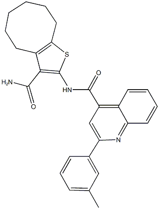 N-[3-(aminocarbonyl)-4,5,6,7,8,9-hexahydrocycloocta[b]thien-2-yl]-2-(3-methylphenyl)-4-quinolinecarboxamide Structure