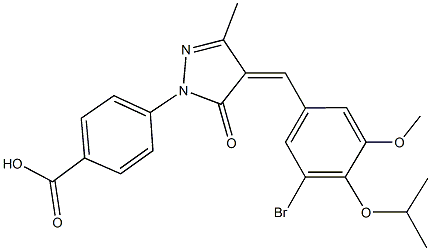 4-[4-(3-bromo-4-isopropoxy-5-methoxybenzylidene)-3-methyl-5-oxo-4,5-dihydro-1H-pyrazol-1-yl]benzoic acid Structure