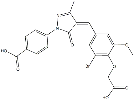 4-{4-[3-bromo-4-(carboxymethoxy)-5-methoxybenzylidene]-3-methyl-5-oxo-4,5-dihydro-1H-pyrazol-1-yl}benzoic acid Structure