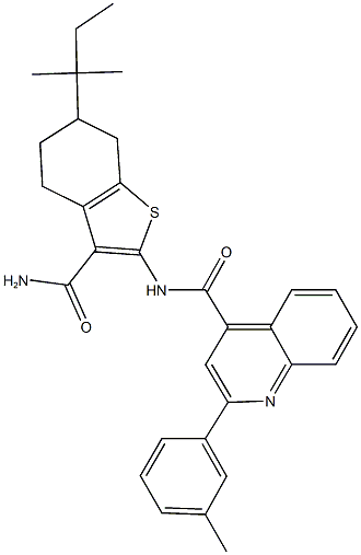 353775-16-3 N-[3-(aminocarbonyl)-6-tert-pentyl-4,5,6,7-tetrahydro-1-benzothien-2-yl]-2-(3-methylphenyl)-4-quinolinecarboxamide