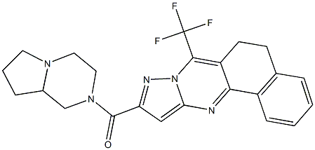 10-(hexahydropyrrolo[1,2-a]pyrazin-2(1H)-ylcarbonyl)-7-(trifluoromethyl)-5,6-dihydrobenzo[h]pyrazolo[5,1-b]quinazoline 结构式