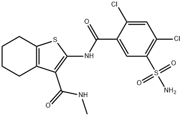 2-{[5-(aminosulfonyl)-2,4-dichlorobenzoyl]amino}-N-methyl-4,5,6,7-tetrahydro-1-benzothiophene-3-carboxamide Structure