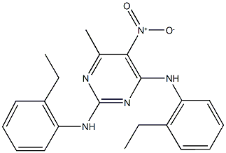 2,4-bis(2-ethylanilino)-5-nitro-6-methylpyrimidine Structure