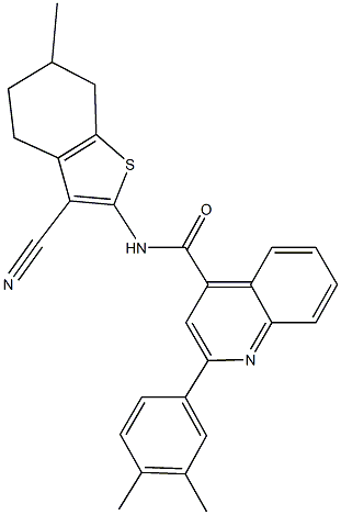 N-(3-cyano-6-methyl-4,5,6,7-tetrahydro-1-benzothien-2-yl)-2-(3,4-dimethylphenyl)-4-quinolinecarboxamide,353782-55-5,结构式