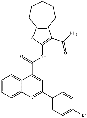 N-[3-(aminocarbonyl)-5,6,7,8-tetrahydro-4H-cyclohepta[b]thien-2-yl]-2-(4-bromophenyl)-4-quinolinecarboxamide Struktur