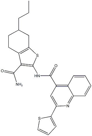 N-[3-(aminocarbonyl)-6-propyl-4,5,6,7-tetrahydro-1-benzothien-2-yl]-2-(2-thienyl)-4-quinolinecarboxamide 结构式