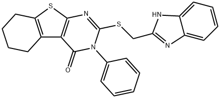 2-[(1H-benzimidazol-2-ylmethyl)sulfanyl]-3-phenyl-5,6,7,8-tetrahydro[1]benzothieno[2,3-d]pyrimidin-4(3H)-one Structure
