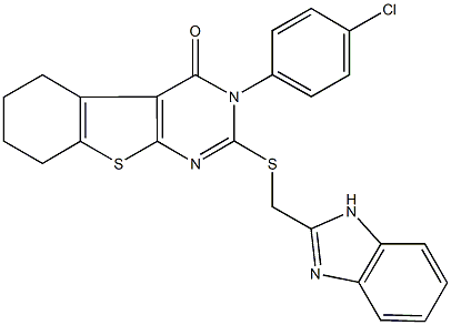 2-[(1H-benzimidazol-2-ylmethyl)sulfanyl]-3-(4-chlorophenyl)-5,6,7,8-tetrahydro[1]benzothieno[2,3-d]pyrimidin-4(3H)-one Structure