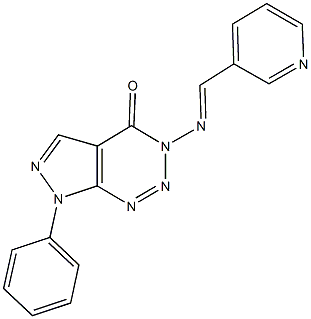 7-phenyl-3-[(3-pyridinylmethylene)amino]-3,7-dihydro-4H-pyrazolo[3,4-d][1,2,3]triazin-4-one Struktur