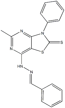 benzaldehyde (5-methyl-3-phenyl-2-thioxo-2,3-dihydro[1,3]thiazolo[4,5-d]pyrimidin-7-yl)hydrazone Structure