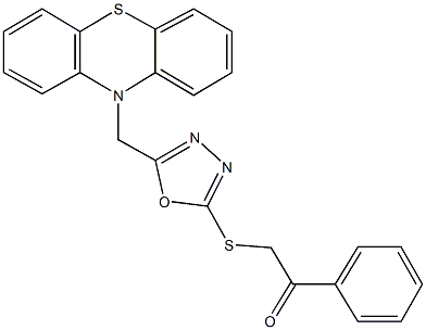 2-{[5-(10H-phenothiazin-10-ylmethyl)-1,3,4-oxadiazol-2-yl]sulfanyl}-1-phenylethanone Structure