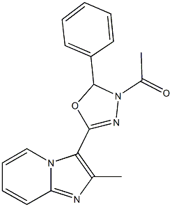 3-(4-acetyl-5-phenyl-4,5-dihydro-1,3,4-oxadiazol-2-yl)-2-methylimidazo[1,2-a]pyridine Structure