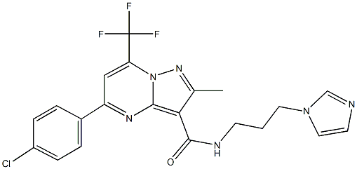 5-(4-chlorophenyl)-N-[3-(1H-imidazol-1-yl)propyl]-2-methyl-7-(trifluoromethyl)pyrazolo[1,5-a]pyrimidine-3-carboxamide Structure