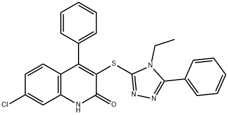 7-chloro-3-[(4-ethyl-5-phenyl-4H-1,2,4-triazol-3-yl)sulfanyl]-4-phenyl-2-quinolinol,354538-40-2,结构式