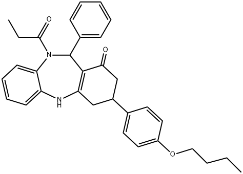 354538-83-3 3-(4-butoxyphenyl)-11-phenyl-10-propionyl-2,3,4,5,10,11-hexahydro-1H-dibenzo[b,e][1,4]diazepin-1-one