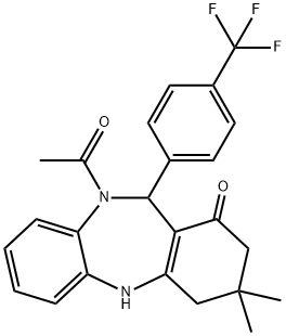 10-acetyl-3,3-dimethyl-11-[4-(trifluoromethyl)phenyl]-2,3,4,5,10,11-hexahydro-1H-dibenzo[b,e][1,4]diazepin-1-one Structure