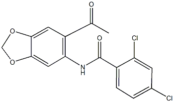 N-(6-acetyl-1,3-benzodioxol-5-yl)-2,4-dichlorobenzamide Struktur