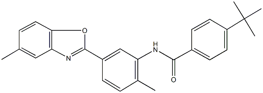 4-tert-butyl-N-[2-methyl-5-(5-methyl-1,3-benzoxazol-2-yl)phenyl]benzamide Structure