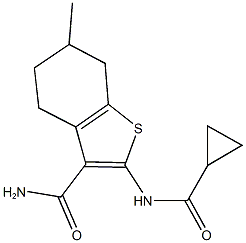 2-[(cyclopropylcarbonyl)amino]-6-methyl-4,5,6,7-tetrahydro-1-benzothiophene-3-carboxamide Structure