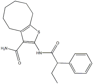 2-[(2-phenylbutanoyl)amino]-4,5,6,7,8,9-hexahydrocycloocta[b]thiophene-3-carboxamide Structure