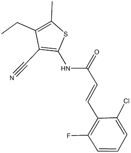 3-(2-chloro-6-fluorophenyl)-N-(3-cyano-4-ethyl-5-methyl-2-thienyl)acrylamide,354546-26-2,结构式