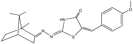 5-(4-methoxybenzylidene)-2-[(1,7,7-trimethylbicyclo[2.2.1]hept-2-ylidene)hydrazono]-1,3-thiazolidin-4-one Struktur