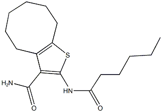 2-(hexanoylamino)-4,5,6,7,8,9-hexahydrocycloocta[b]thiophene-3-carboxamide 结构式