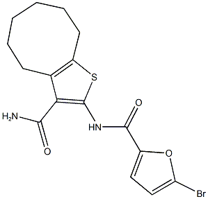 N-[3-(aminocarbonyl)-4,5,6,7,8,9-hexahydrocycloocta[b]thien-2-yl]-5-bromo-2-furamide Struktur