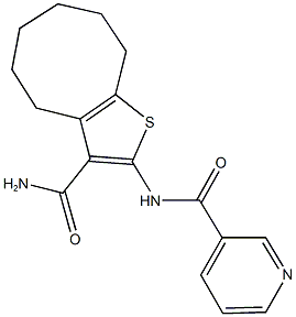 N-[3-(aminocarbonyl)-4,5,6,7,8,9-hexahydrocycloocta[b]thien-2-yl]nicotinamide Struktur
