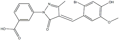 3-[4-(2-bromo-4-hydroxy-5-methoxybenzylidene)-3-methyl-5-oxo-4,5-dihydro-1H-pyrazol-1-yl]benzoic acid Structure