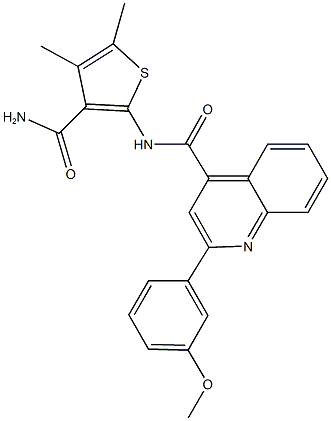 N-[3-(aminocarbonyl)-4,5-dimethyl-2-thienyl]-2-(3-methoxyphenyl)-4-quinolinecarboxamide Structure