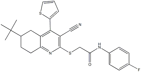 2-{[6-(tert-butyl)-3-cyano-4-(2-thienyl)-5,6,7,8-tetrahydro-2-quinolinyl]sulfanyl}-N-(4-fluorophenyl)acetamide Structure